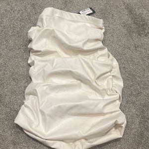 White faux leather pencil skirt